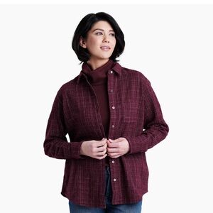 KUHL burgundy, flannel shirt, size L